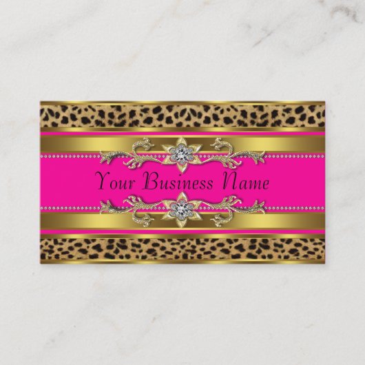 Hot Pink Leopard Visitekaartjes (Voorkant)
