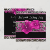 Hot Pink Leopard Womans 40e verjaardag Kaart (Voorkant / Achterkant)