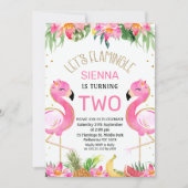 Hot Pink Lets Flamingle Flamingo 1e verjaardag Kaart (Voorkant)