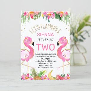 Hot Pink Lets Flamingle Flamingo 1e verjaardag Kaart