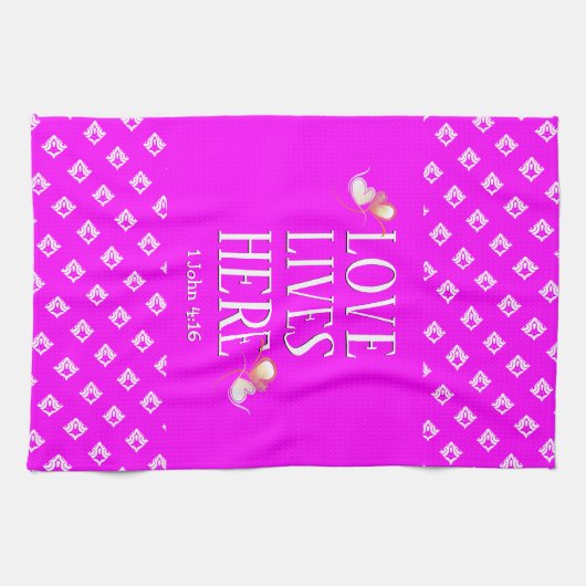 Hot Pink | LEVENDE LEVENS HIER | Stijlvol  Theedoek (Horizontaal)