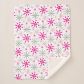 Hot Pink, Light Pink & Silver Glitter Snowflakes Sherpa Deken (Voorkant)