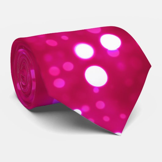 Hot Pink Lights Polka Dot Pattern Stropdas (Opgerold)