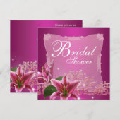 Hot Pink Lily Bruids Douche Uitnodigingen (Voorkant / Achterkant)