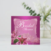 Hot Pink Lily Bruids Douche Uitnodigingen (Staand voorkant)