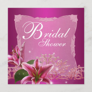 Hot Pink Lily Bruids Douche Uitnodigingen