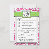 Hot Pink & Lime Green Damask Wedding RSVP-kaarten RSVP Kaartje (Achterkant)