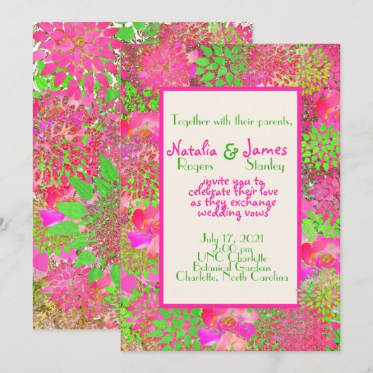 Hot Pink Lime Green Floral Dahlia Kaart (Voorkant / Achterkant)