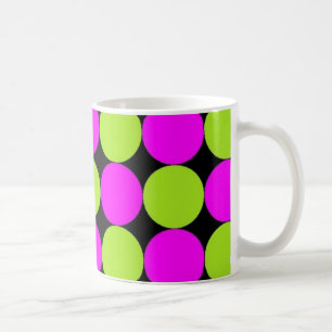 Hot Pink & Lime Green Polka Dots Koffiemok