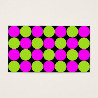 Hot Pink & Lime Green Polka Dots Visitekaartje