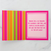 Hot Pink, Lime Green, Sinaasappel en Yellow Birthd Kaart (Binnen)