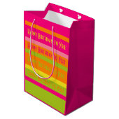 Hot Pink, Limoen, Sinaasappel en geel Happy Birthd Medium Cadeauzakje (Achterkant Gekanteld)