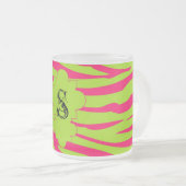 Hot Pink Limoen Zebra Frosted Glass Coffee Mok Cup (Voorkant rechts)