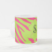 Hot Pink Limoen Zebra Frosted Glass Coffee Mok Cup (Voorkant links)