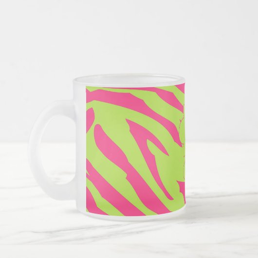 Hot Pink Limoen Zebra Frosted Glass Coffee Mok Cup (Links)