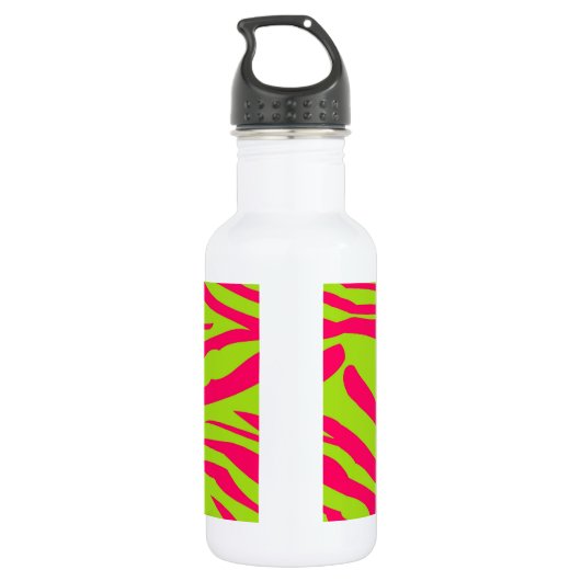 Hot Pink Limoen Zebra Print 32 oz. Waterfles (Achterkant)