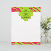 Hot Pink Limoen Zebra Print briefhoofd briefpapier (Staand voorkant)