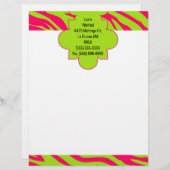Hot Pink Limoen Zebra Print briefhoofd briefpapier (Voorkant / Achterkant)