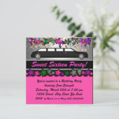 Hot Pink Limousine Verjaardagsfeestje Kaart (Staand voorkant)