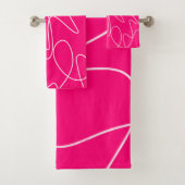 Hot Pink Line Art Bad Handdoek (Insitu)