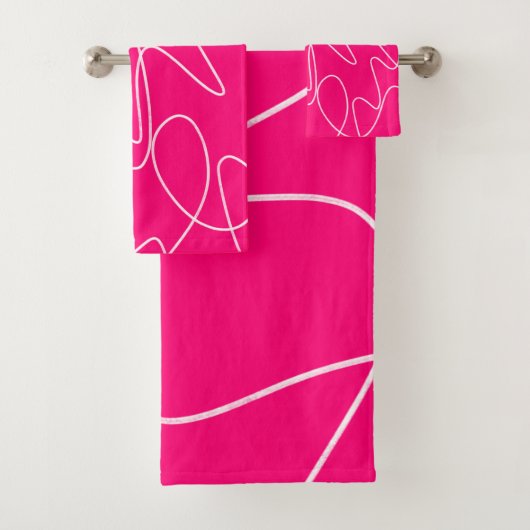 Hot Pink Line Art Bad Handdoek (Insitu)