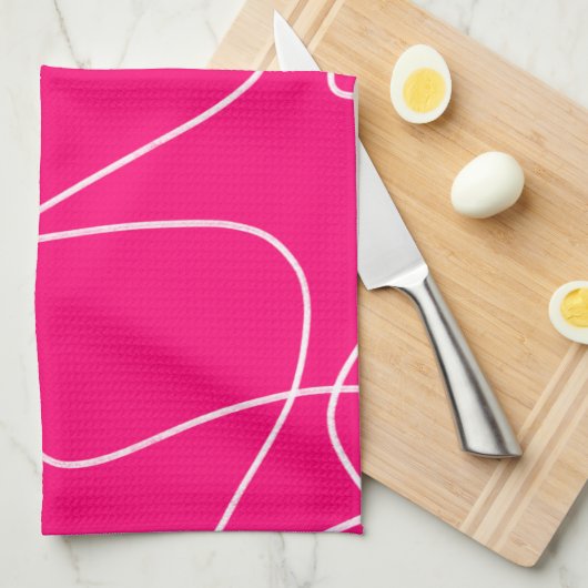Hot Pink Line Art Theedoek (Quarter Fold)