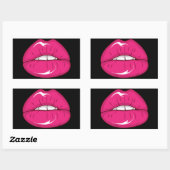 Hot Pink Lips - Een Kus en een Glimlach! Rechthoekige Sticker (Vel)