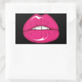 Hot Pink Lips - Een Kus en een Glimlach! Rechthoekige Sticker (Tas)