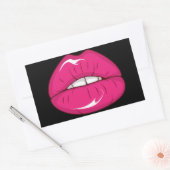 Hot Pink Lips - Een Kus en een Glimlach! Rechthoekige Sticker (Envelop)