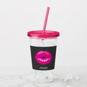 Hot Pink Lips Glamoureus Illustratie Acryl Drinkbeker