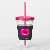 Hot Pink Lips Glamoureus Illustratie Acryl Drinkbeker (Voorkant)