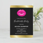 Hot Pink Lips Glamoureus Illustratie Bachelorette Kaart (Staand voorkant)