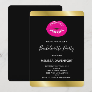 Hot Pink Lips Glamoureus Illustratie Bachelorette Kaart