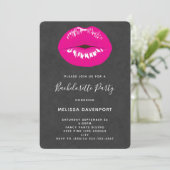 Hot Pink Lips Glamoureus Illustratie Bachelorette Kaart (Staand voorkant)