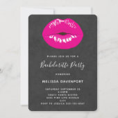 Hot Pink Lips Glamoureus Illustratie Bachelorette Kaart (Voorkant)