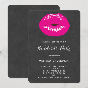 Hot Pink Lips Glamoureus Illustratie Bachelorette Kaart