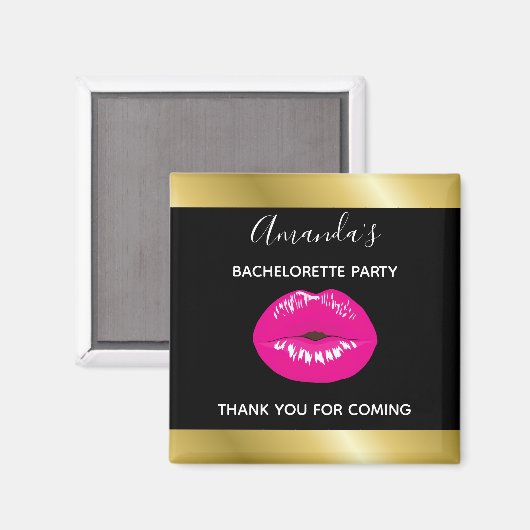 Hot Pink Lips Glamoureus Illustratie Bachelorette Magneet (Voorkant / Achterkant)