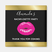 Hot Pink Lips Glamoureus Illustratie Bachelorette Magneet (Voorkant)