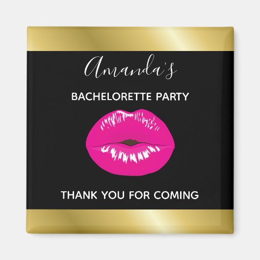 Hot Pink Lips Glamoureus Illustratie Bachelorette Magneet (Voorkant)