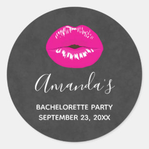 Hot Pink Lips Glamoureus Illustratie Bachelorette Ronde Sticker