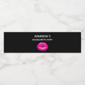 Hot Pink Lips Glamoureus Illustratie Bachelorette Waterfles Etiket (Enkel label)