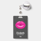 Hot Pink Lips Glamoureus Illustratie Badge (Achterkant met uittrekbare clip)