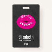 Hot Pink Lips Glamoureus Illustratie Badge (Voorkant)