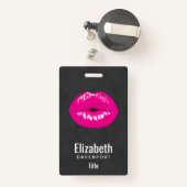 Hot Pink Lips Glamoureus Illustratie Badge (Achterkant met intrekbare)