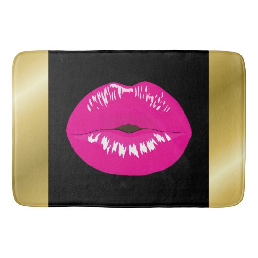 Hot Pink Lips Glamoureus Illustratie Badmat (Voorkant)