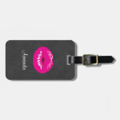 Hot Pink Lips Glamoureus Illustratie Bagagelabel (Voorkant horizontaal)