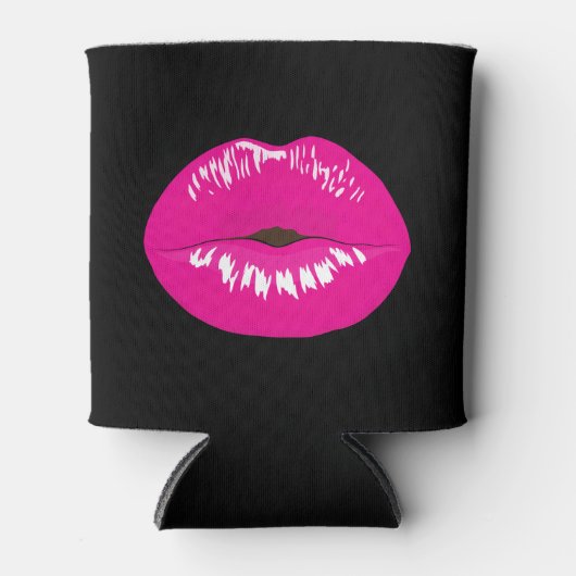 Hot Pink Lips Glamoureus Illustratie Blikjeskoeler (Voorkant)
