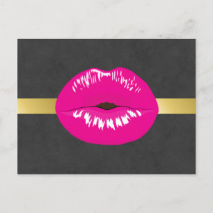 Hot Pink Lips Glamoureus Illustratie Briefkaart