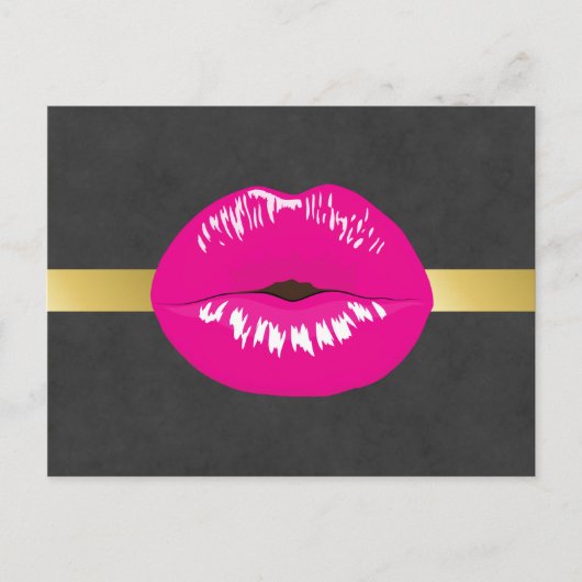 Hot Pink Lips Glamoureus Illustratie Briefkaart (Voorkant)