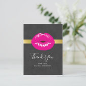 Hot Pink Lips Glamoureus Illustratie Dank u Briefkaart (Staand voorkant)